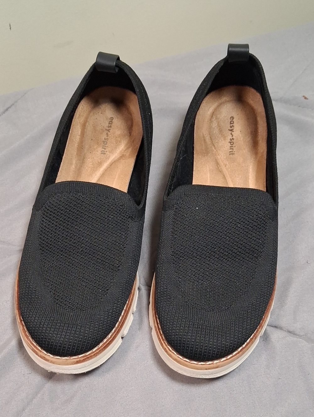 Easy Spirit Black Knit Slip-On Loafers